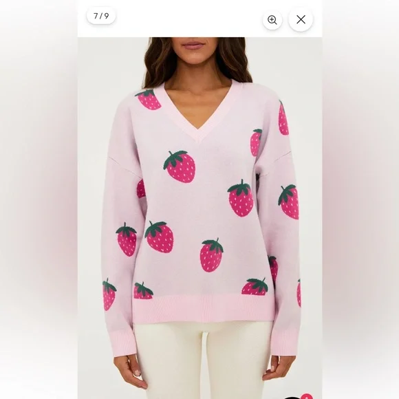 Beach Riot NWT Sz M Joey Sweet strawberries oversized sweater; so cute! - Picture 11 of 16